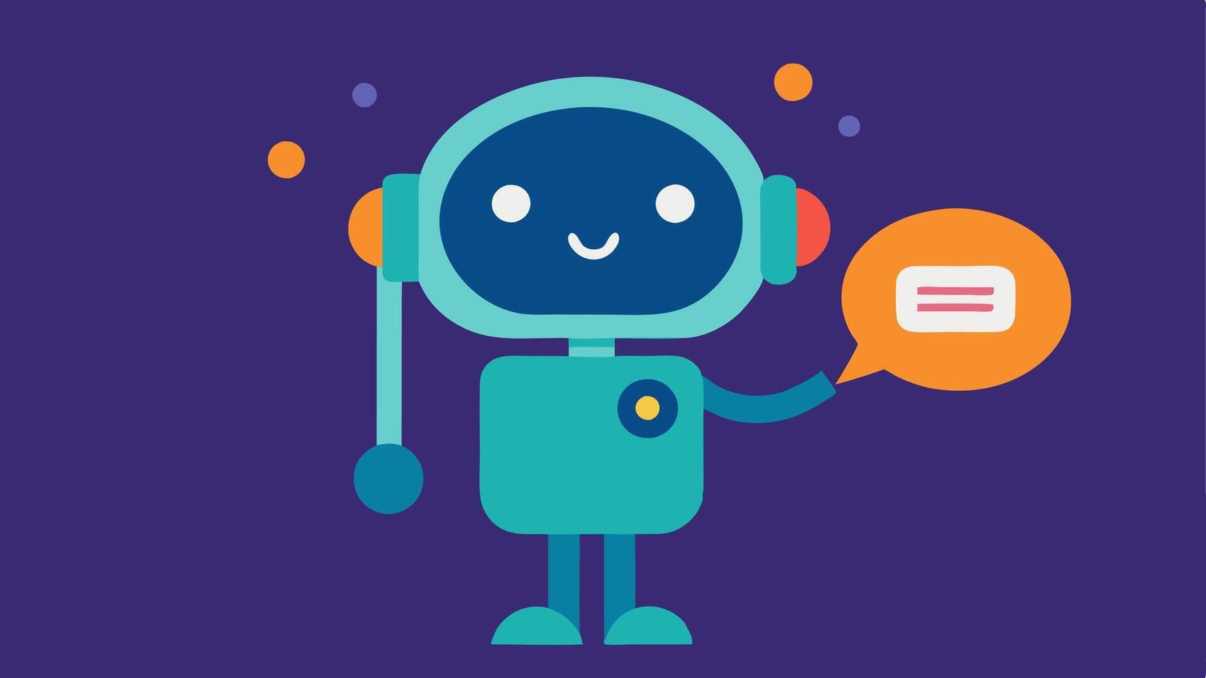 Virtual Assistant Icon A friendly floating character resembling a digital assistant with headphones and a speech bubble showing wellness tips set against a techthemed background.. vector