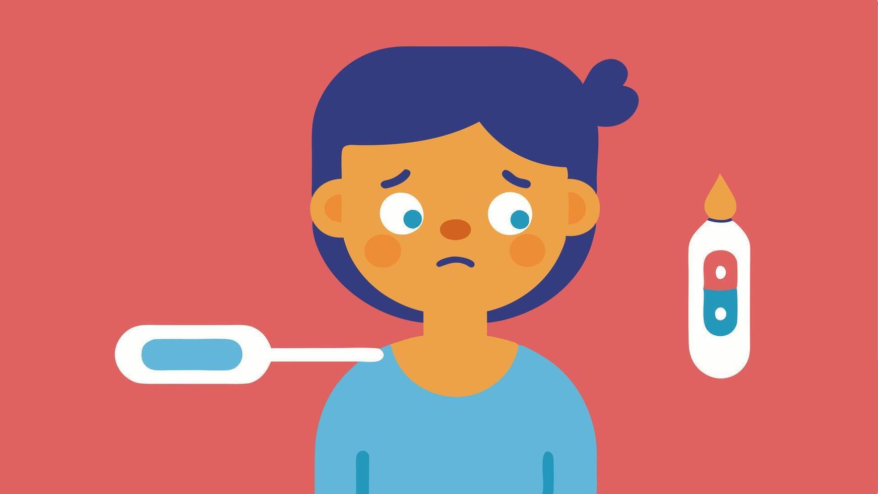 Temperature Monitoring An individual checking their smarch while feeling unwell displaying a thermometer icon with their body temperature reading.. vector