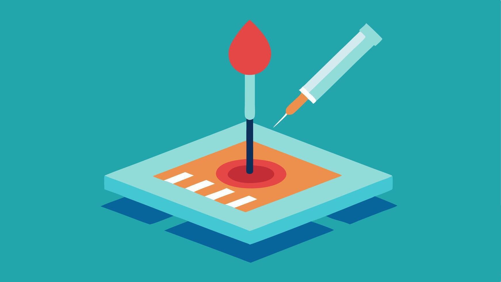 Sample Collection A visual of a droplet being p on the chip from a pipette showing the sample collection process.. vector
