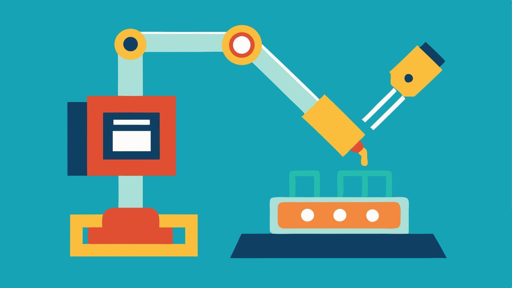 Sample Handling An image of a robotic arm placing a sample onto the chip symbolizing automation in sample analysis.. vector