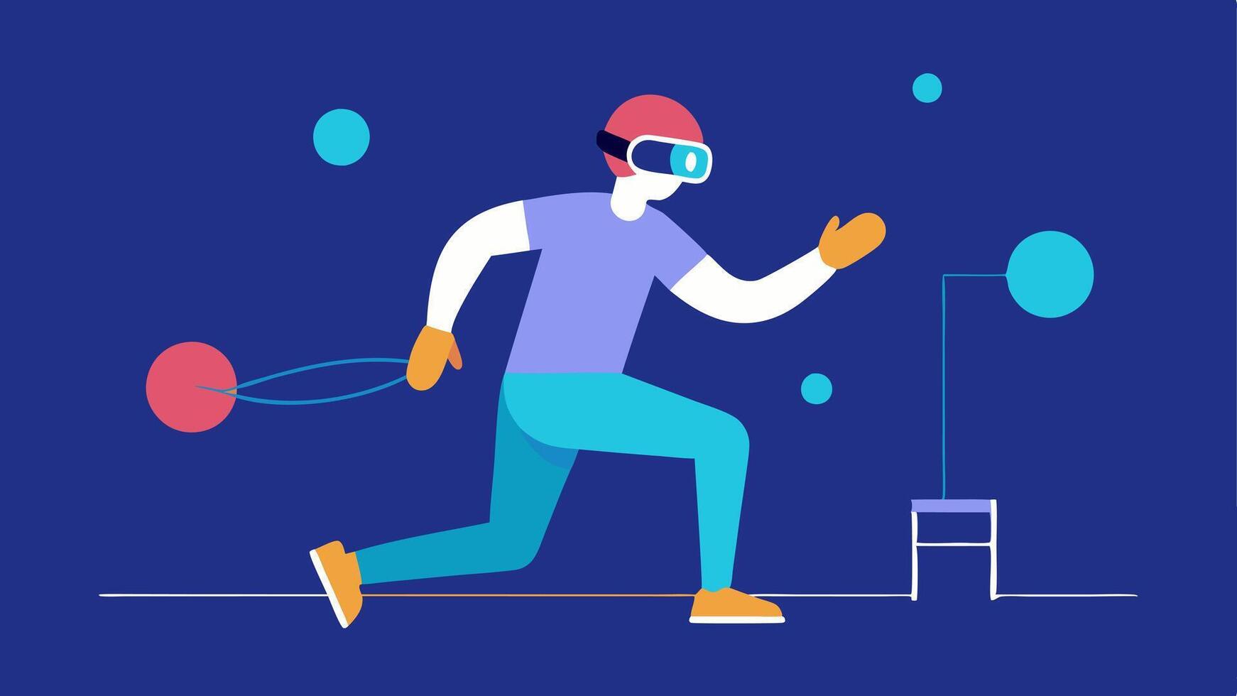 Repetitive Motion Exercise A patient performing repetitive motion exercises in VR interacting with animated objects that respond to their movements.. vector