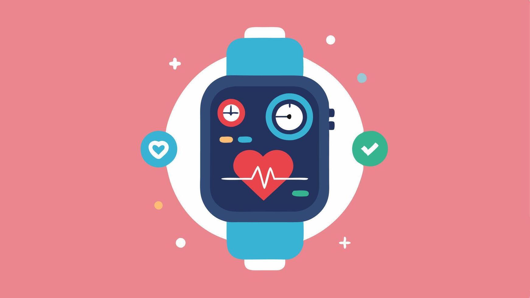 Smarch Display A smarch face displaying various health metrics such as heart rate sleep quality and step count with a stylish modern design.. vector