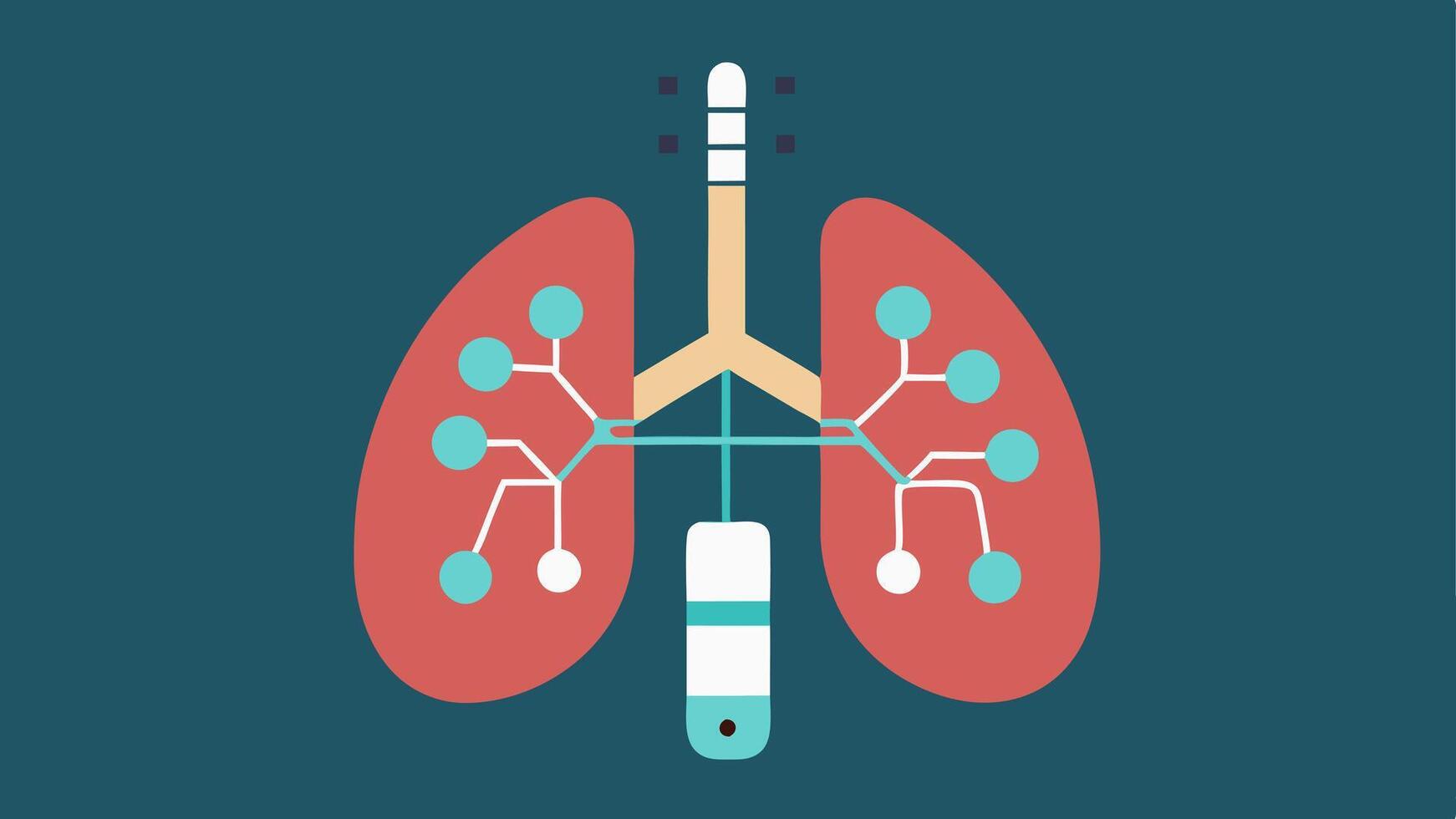 Stylized Anatomy Background A tracker overlayed on a stylized anatomical diagram of the lungs showcasing its connection to lung function monitoring.. vector