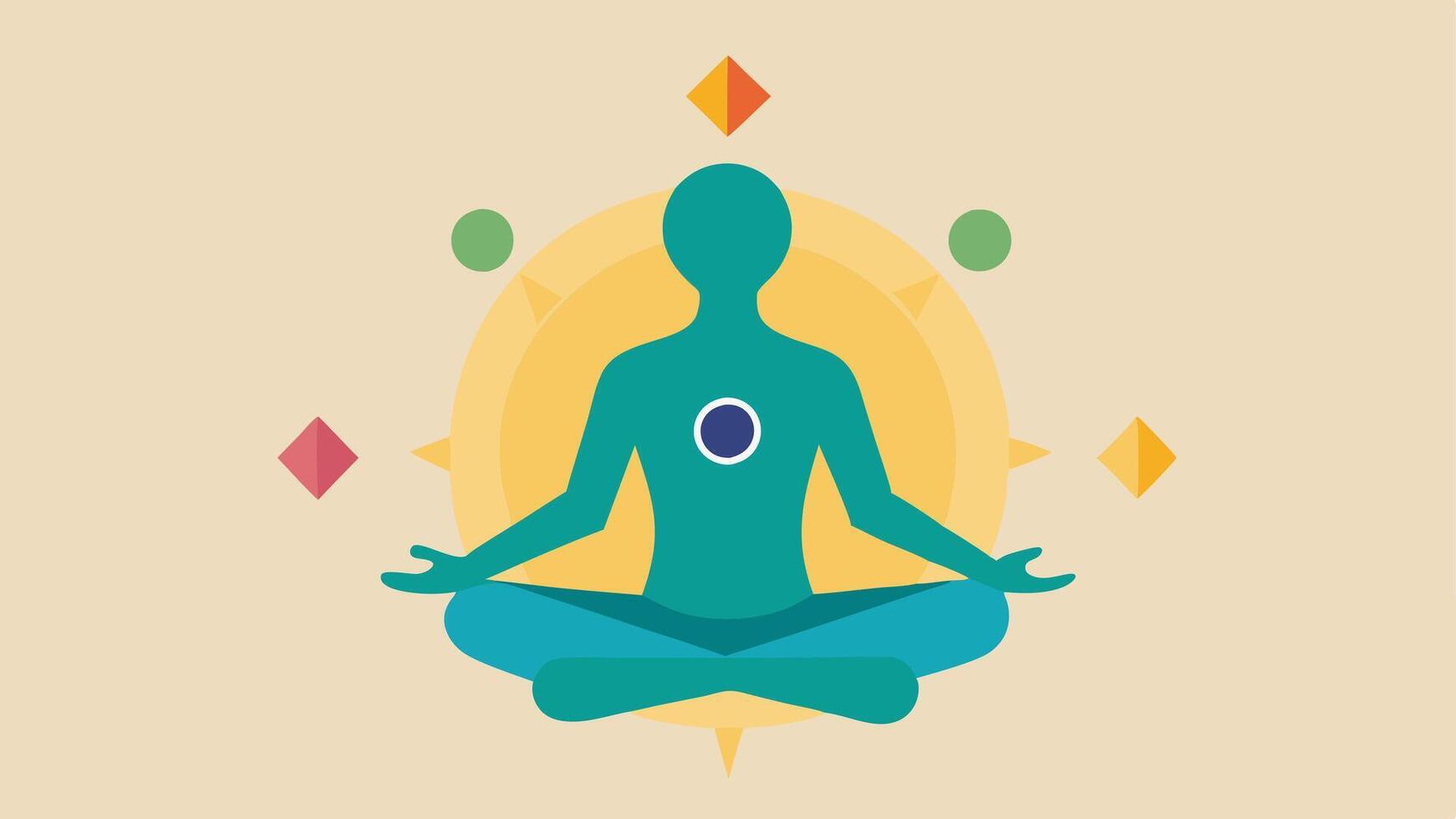 Yoga Pose with Chakra Symbols A person in a yoga pose with chakra symbols around them representing energy balance and holistic health.. vector