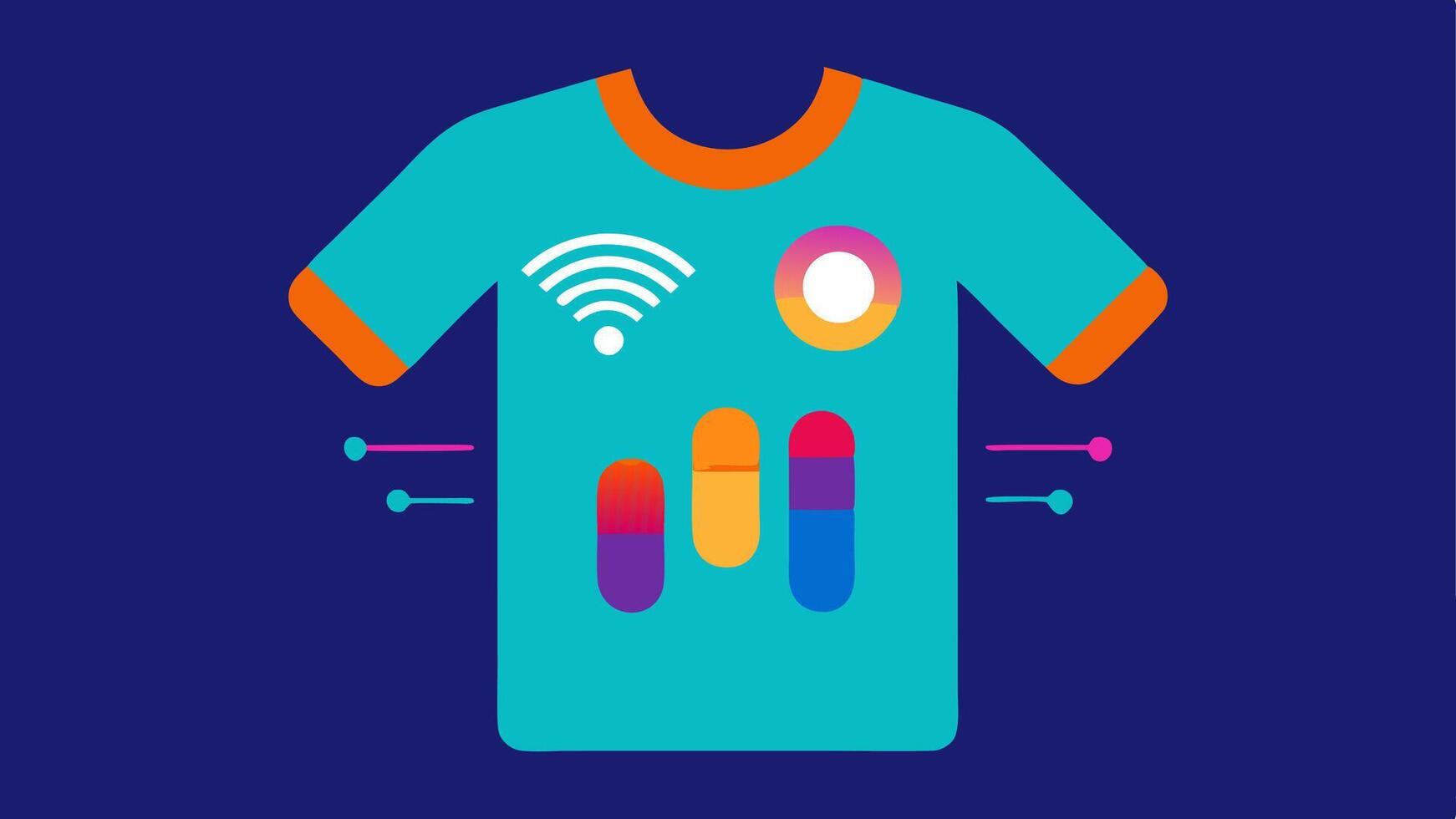 Smart Fabric Tshirt A vibrant techinfused Tshirt that has builtin sensors to track hormone levels through sweat. The shirt displays dynamic graphics that change color based on. vector