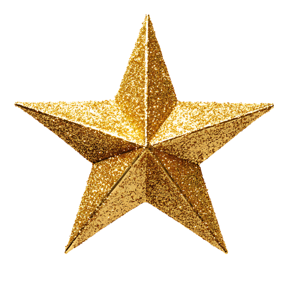 Glittering gold star decoration shining brightly and adding festive charm png