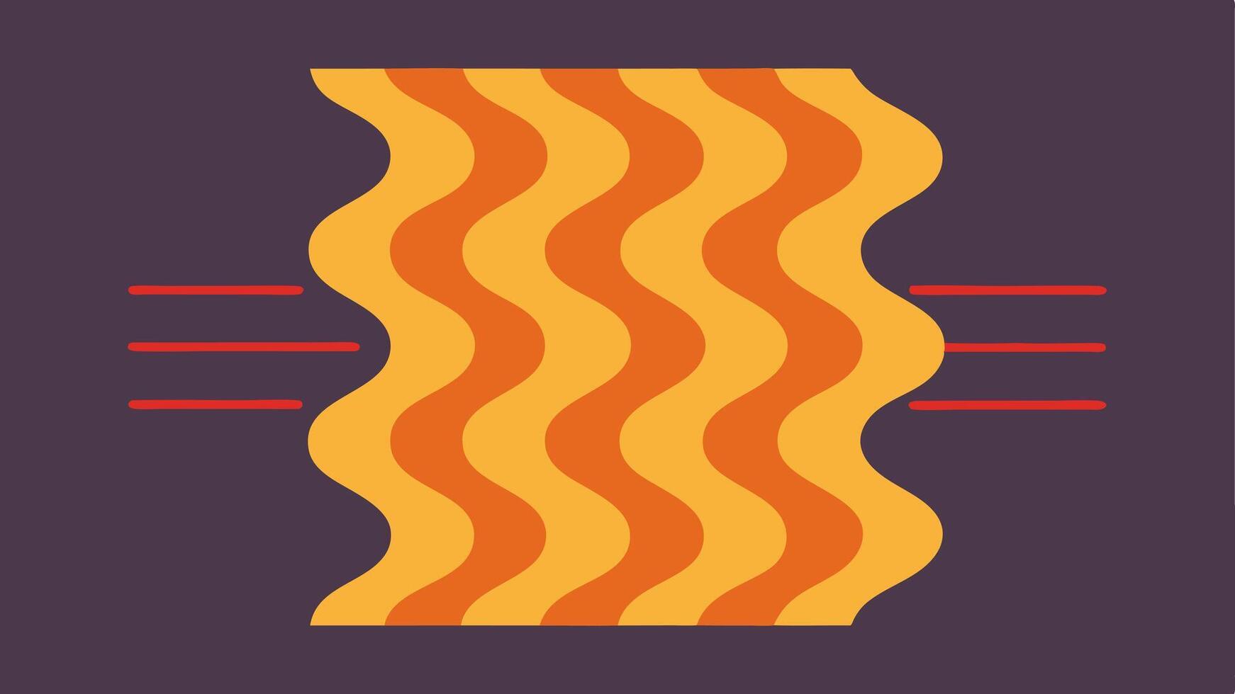 Warmth Sensation Visual representation of warmth with wavy lines emanating from the infrared panel indicating the gentle heat being generated to soothe muscles.. vector