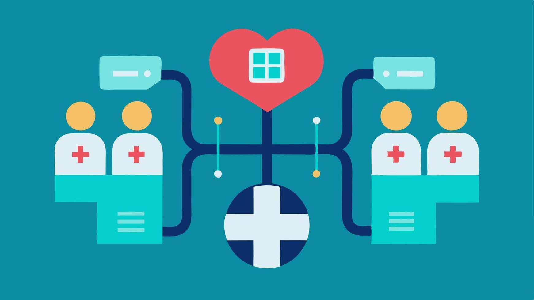 These descriptions focus on the innovative intersection of healthcare and technology through the representation of digital twins.. vector