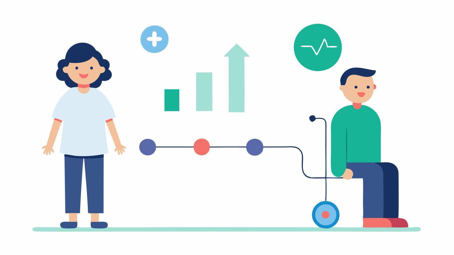 Progress Chart Visualization An animated infographic showing before and after comparisons of a patients mobility illustrating the impact of AIassisted therapy.. vector