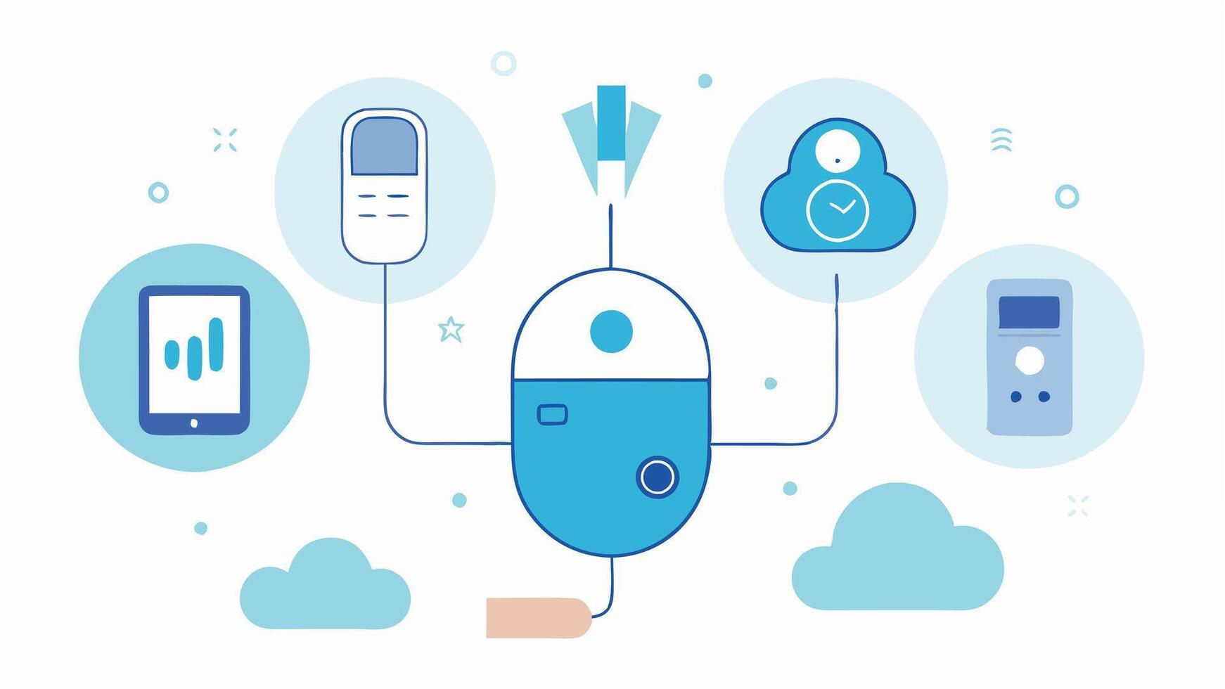 These illustrations can effectively communicate the various features and uses of a realtime breath analysis device.. vector