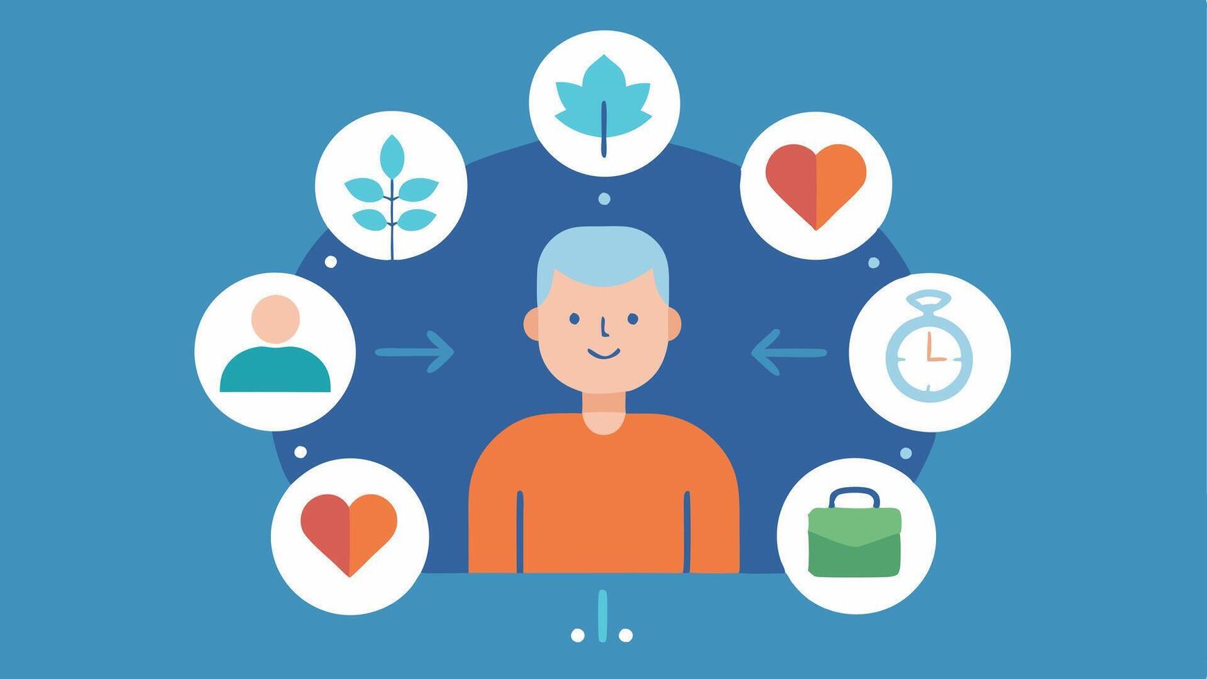 These visual concepts aim to convey different facets of a Personal Longevity Program while remaining simple and engaging.. vector