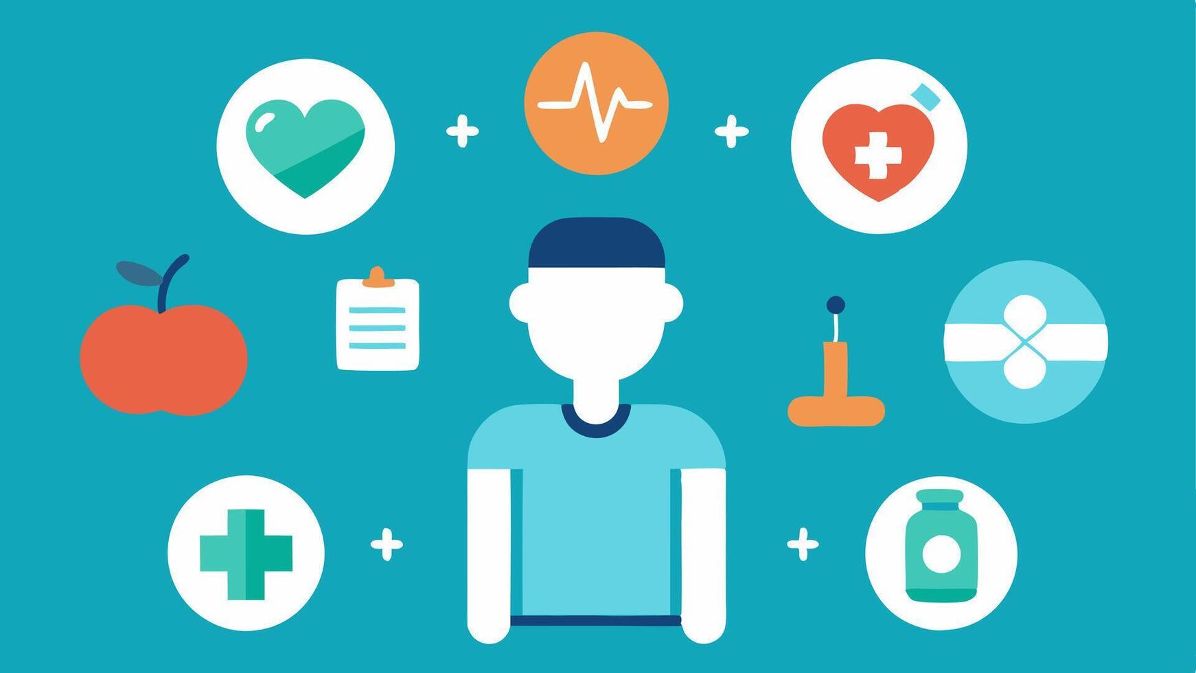 These illustrations can effectively communicate various aspects of preventative healthcare and wellness in a simple and engaging manner.. vector