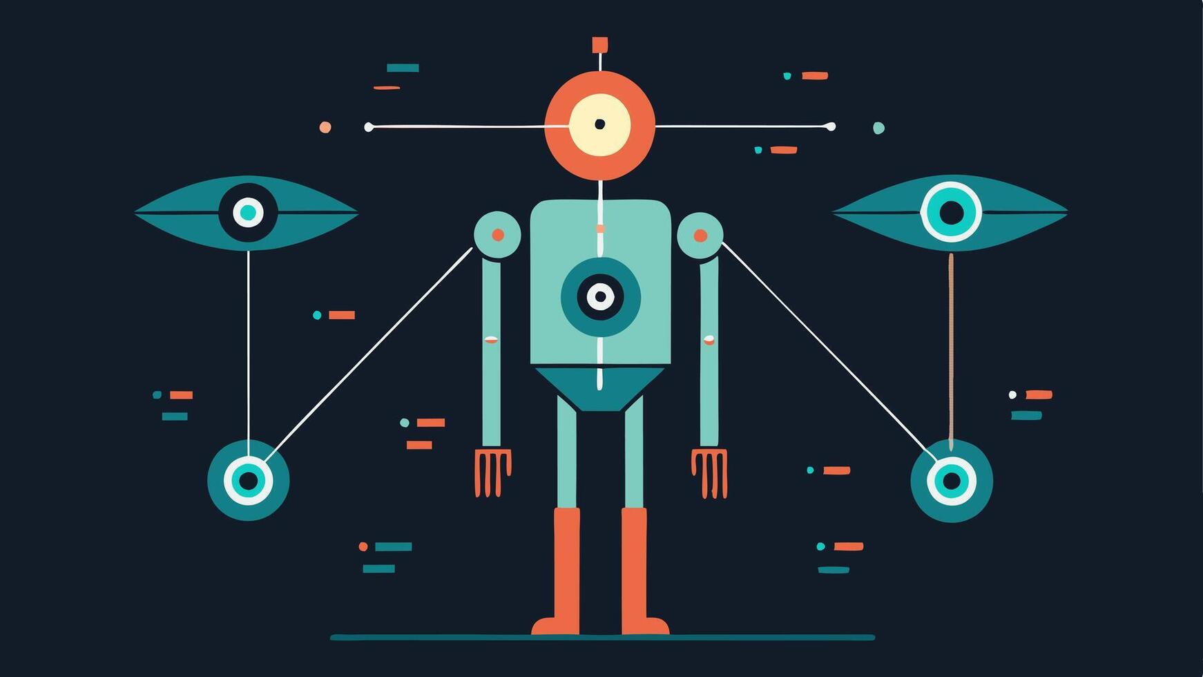 Sensor Technology A detailed illustration focusing on the scanners sensors with beams of light illustrating how the scanner captures the bodys dimensions and contours.. vector