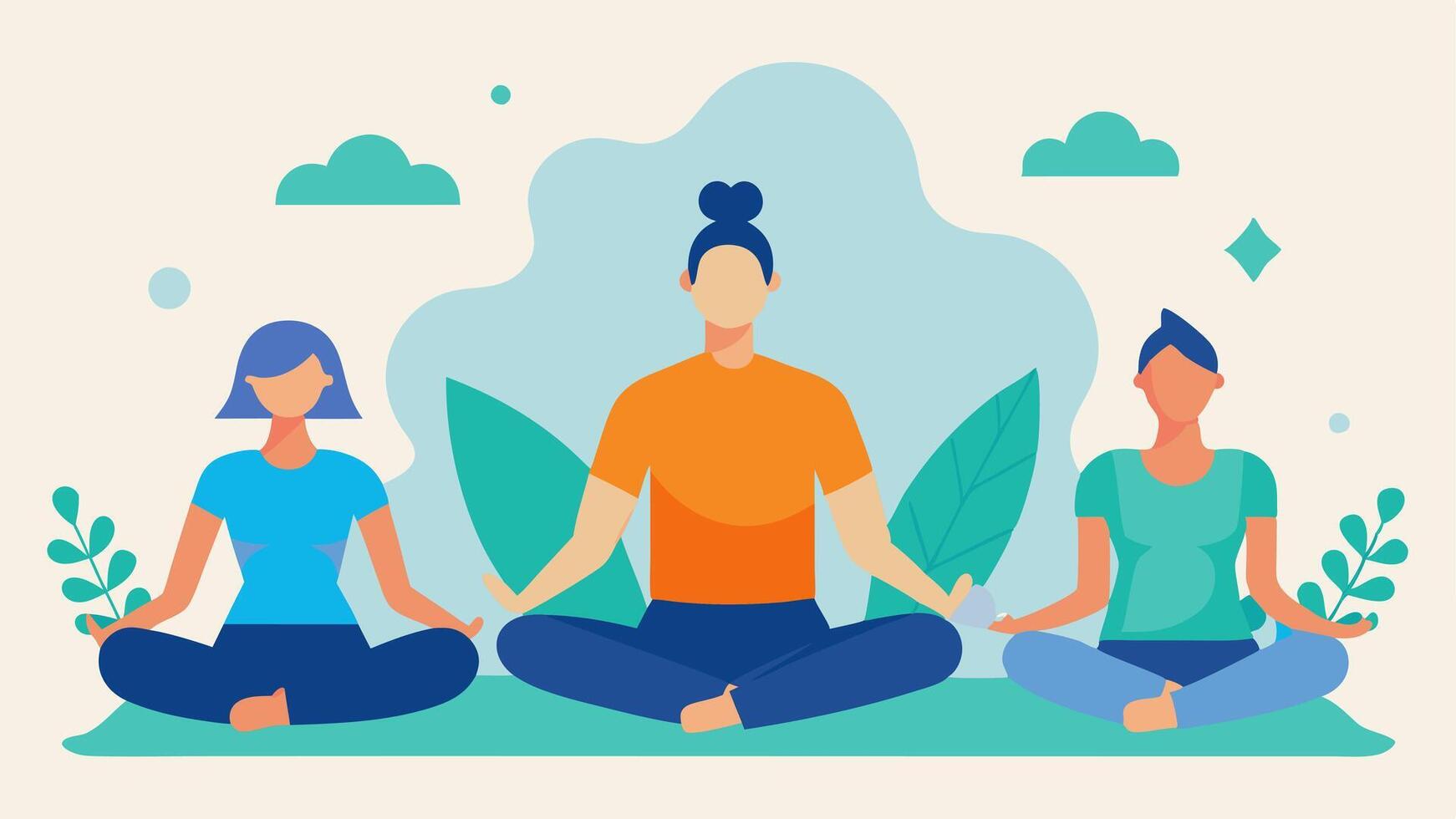 Wellness Activities A scene depicting individuals practicing yoga and meditation in a calm serene environment highlighting the importance of mindfulness in detoxification.. vector