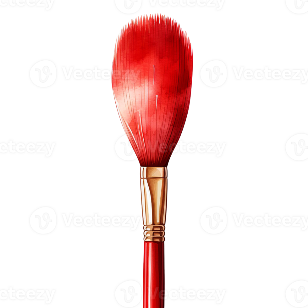 Red makeup brush, watercolor style. png