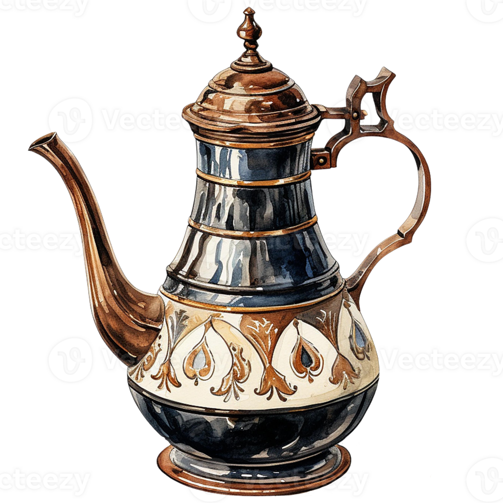 Elegant coffee pot with intricate design png