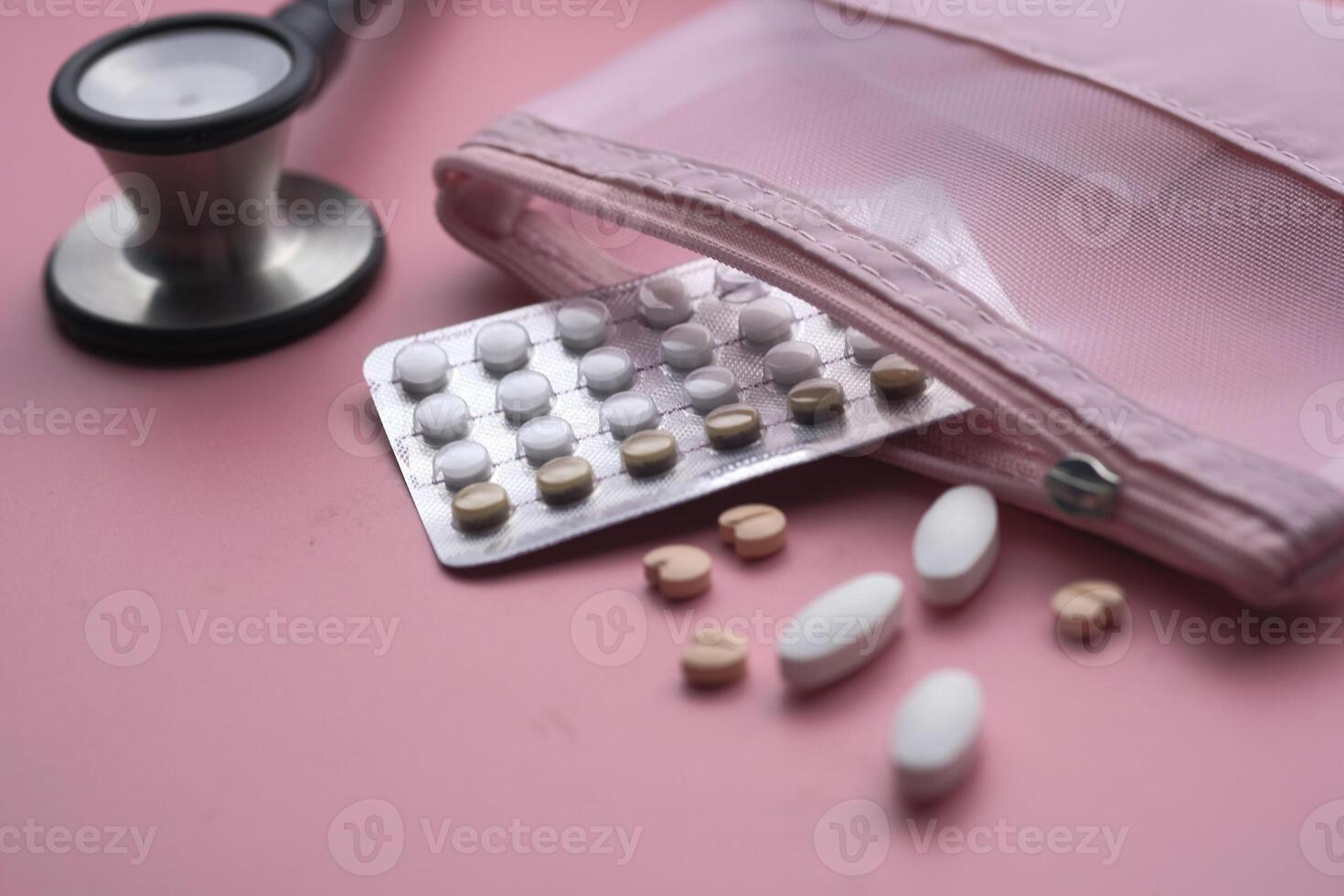 birth control pills on table photo