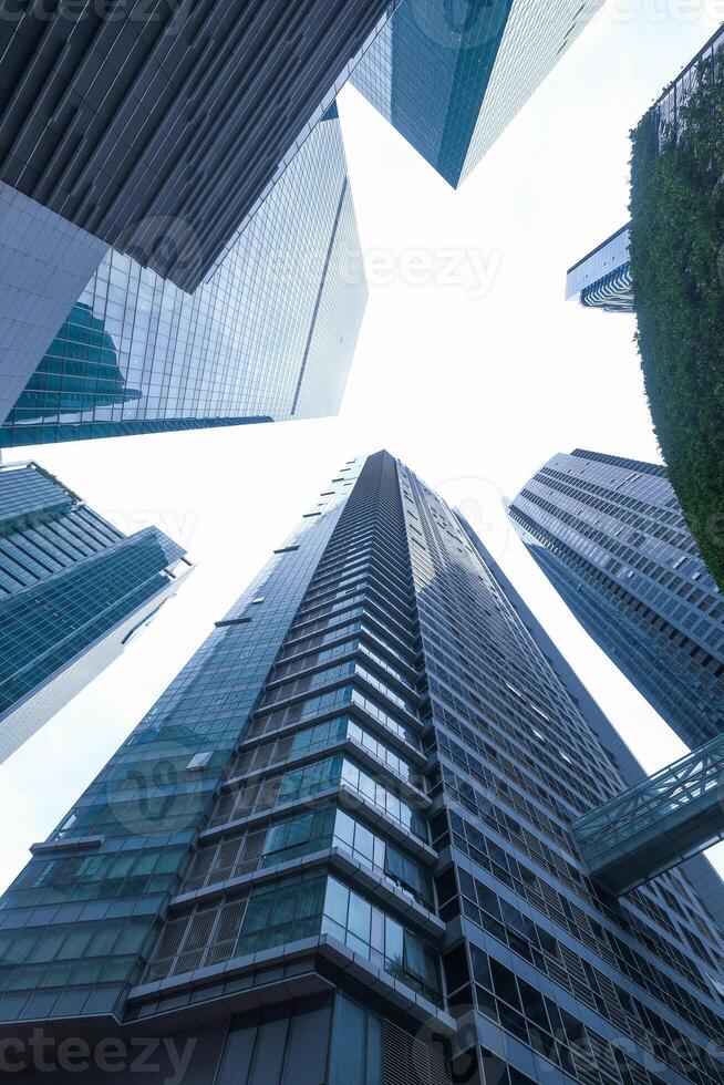 Modern Urban Architecture A Closer Look at Skyscrapers from Below in the City Environment photo