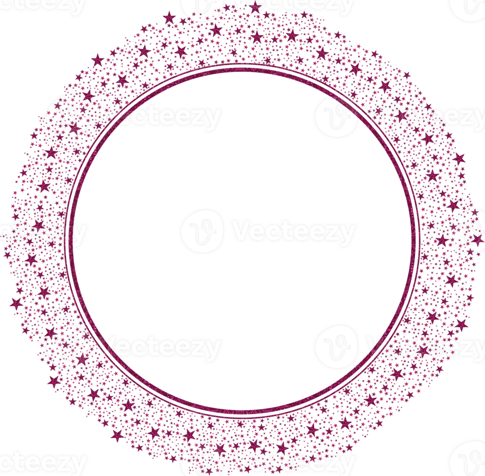 Fuchsia Pink Circle Frame With Beautiful Sparkling Stars png