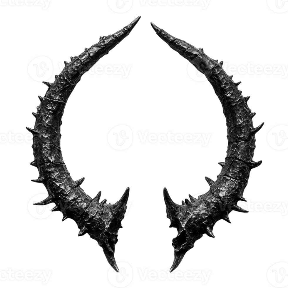 Gothic horns with a rough, stone-like appearance and sharp edges png