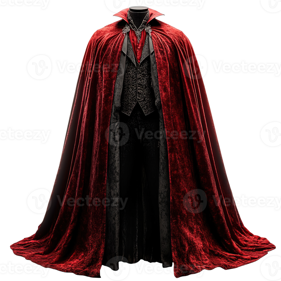 Red cape with a black vest and a black top png