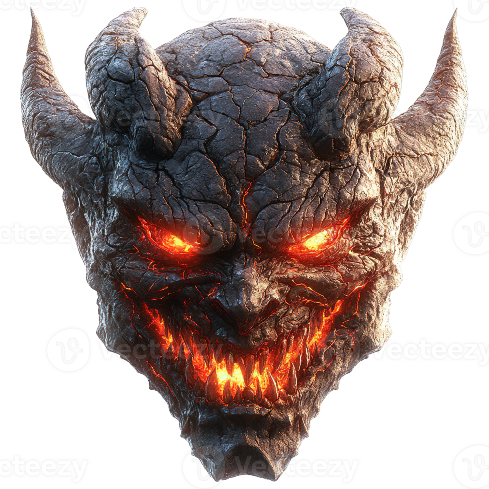 Demonic looking face with red eyes and a mouth full of teeth png