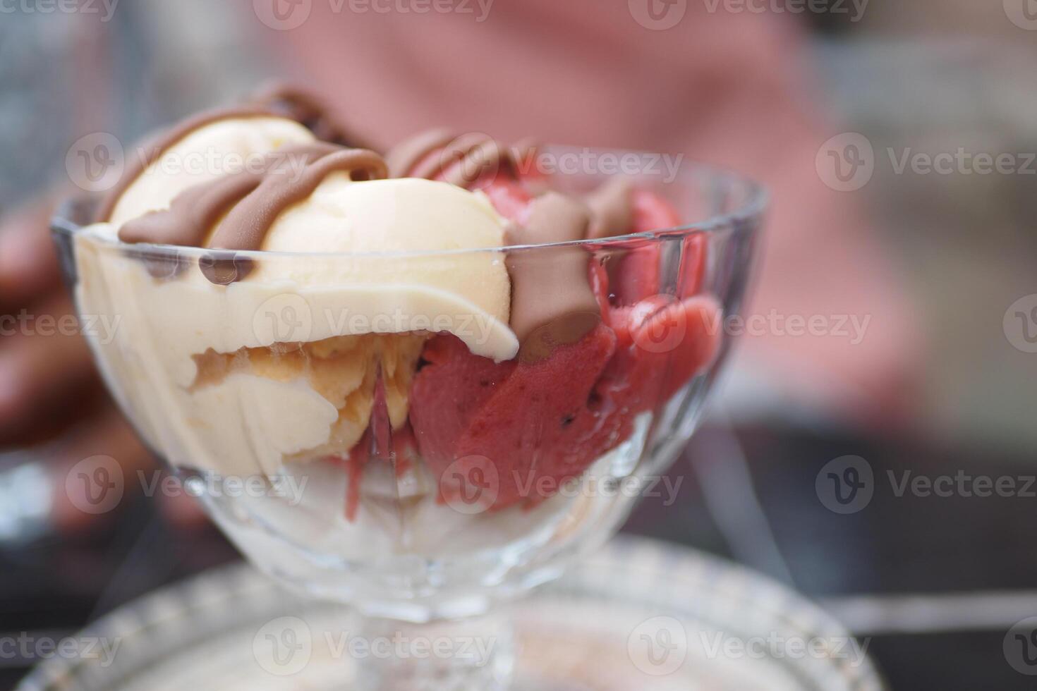 Savor the Delicious Assorted Ice Cream Served in an Elegant and Beautiful Glass Dish photo