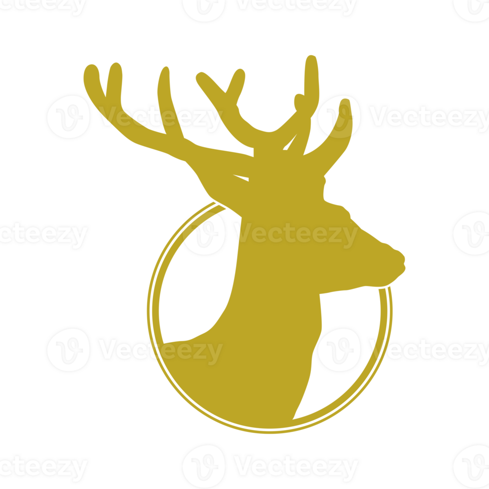 Deer Head in the Circle Frame, flat style, simple and memorable, can use for Logo Gram, Animal Illustration, Apps, Website or Graphic Design Element png