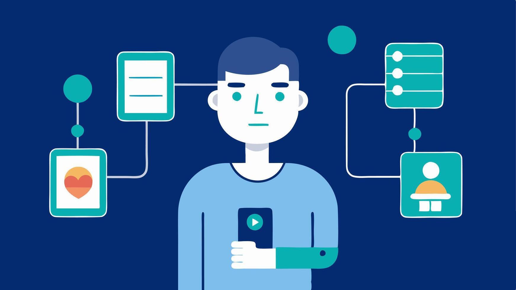 Symptom Tracker A showing a patient logging symptoms into an AIpowered app with an AI interface suggesting possible patterns or connections to their chronic condition.. vector