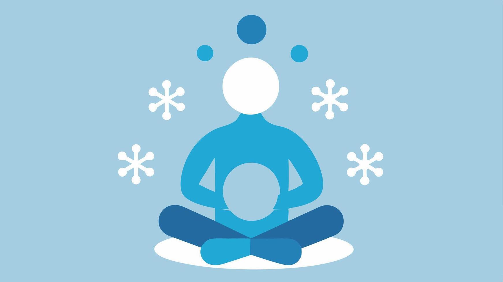 Stress Relief A figure with a stress ball in hand surrounded by snowflakes symbolizing the cooling effect of cryotherapy on stress reduction.. vector