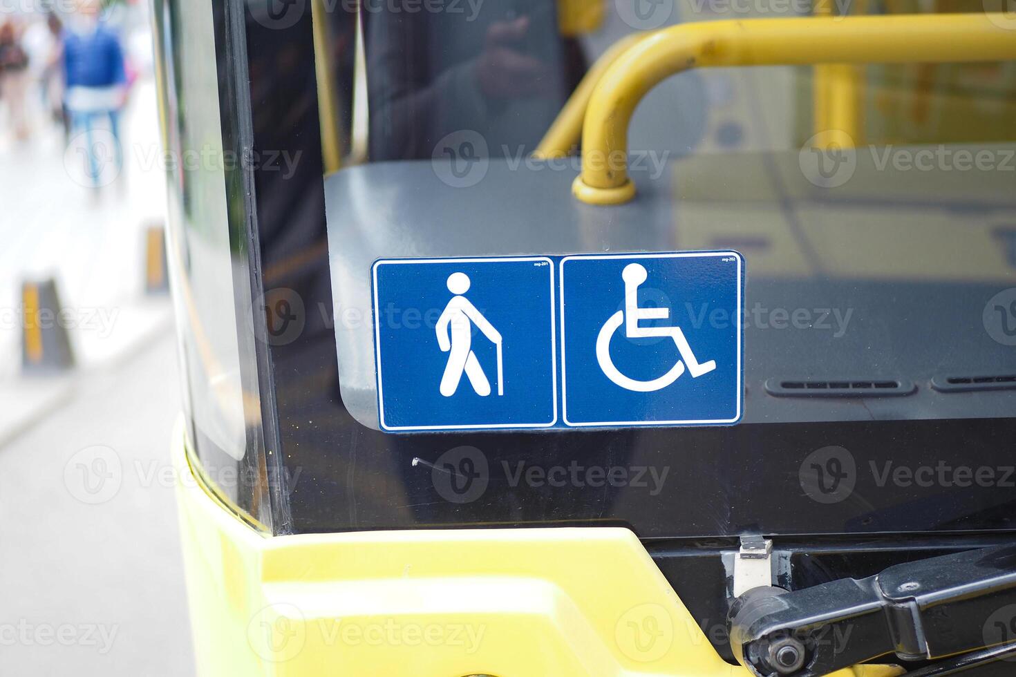 Enhancing accessibility with yellow checkerboard symbols for public transportation icon display photo