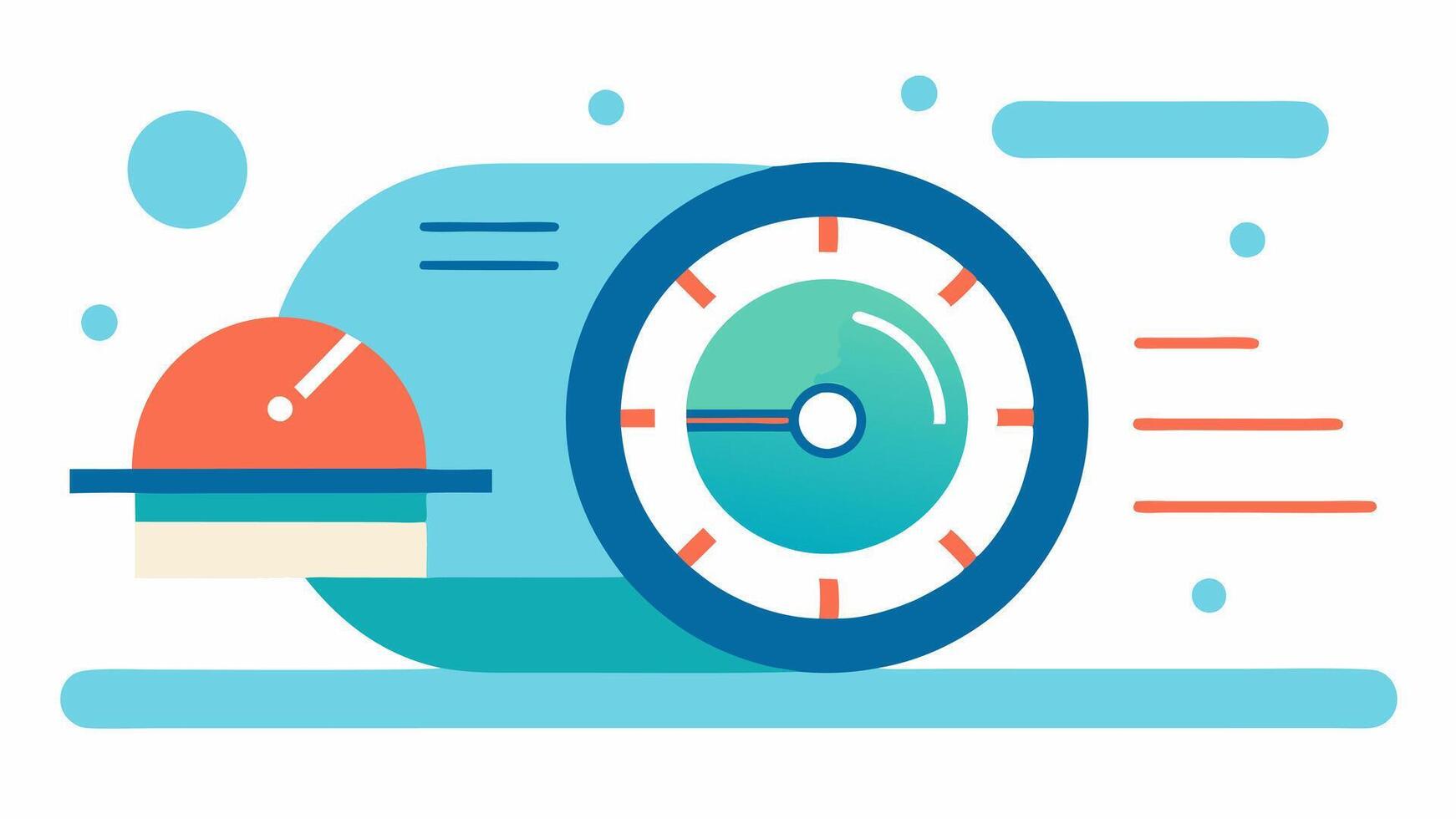 Speedy Analysis Graphic An illustration depicting a fastmoving digital clock alongside an MRI scan representing the rapid analysis capability of AI in diagnostics for aging. vector