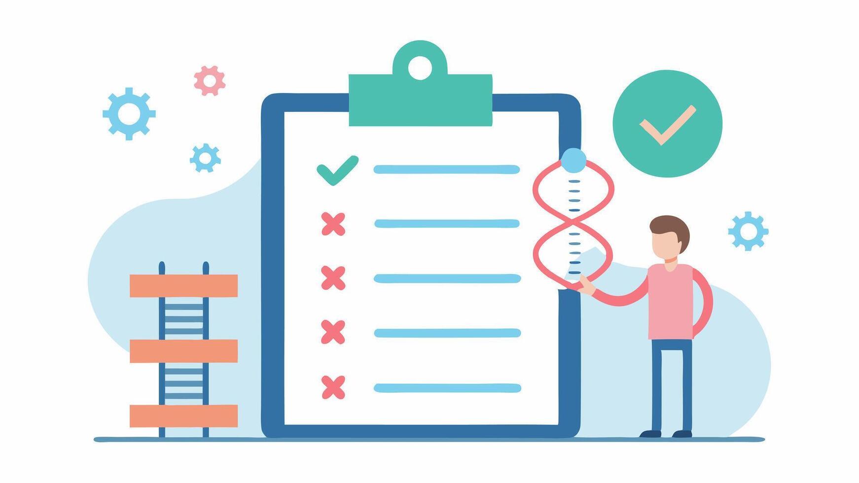 Preventative Strategies An illustration of a checklist labeled Preventative Strategies filled with actionable items like screenings lifestyle changes that are informed by genomic. vector