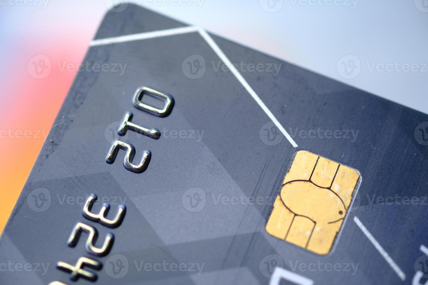 A Detailed CloseUp View of a Contemporary Credit Card Featuring Advanced Chip Technology photo