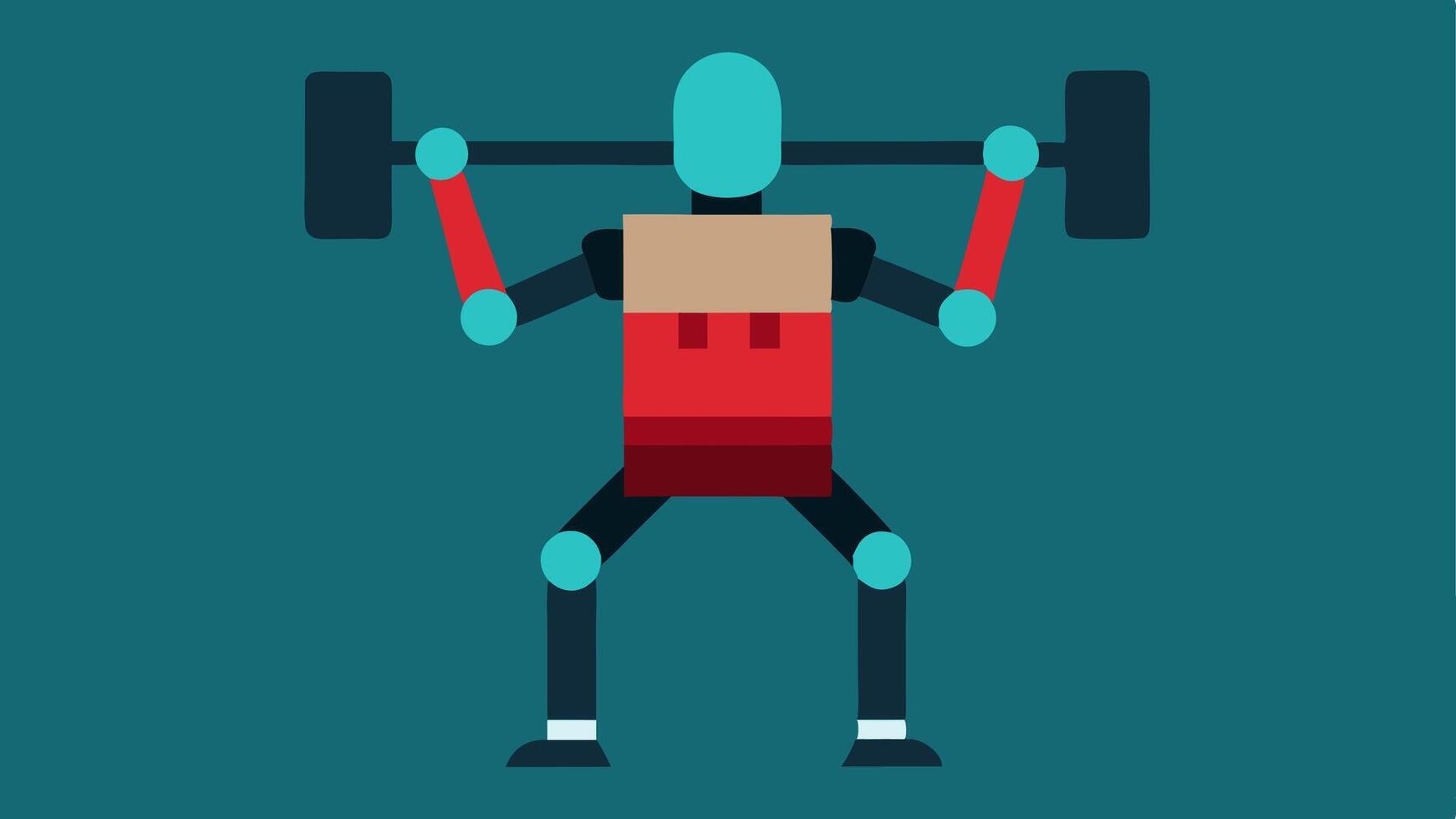 Lifting Objects An individual using a lowerbody exoskeleton to lift a heavy box showcasing the robotic arms in action while maintaining a strong stance.. vector