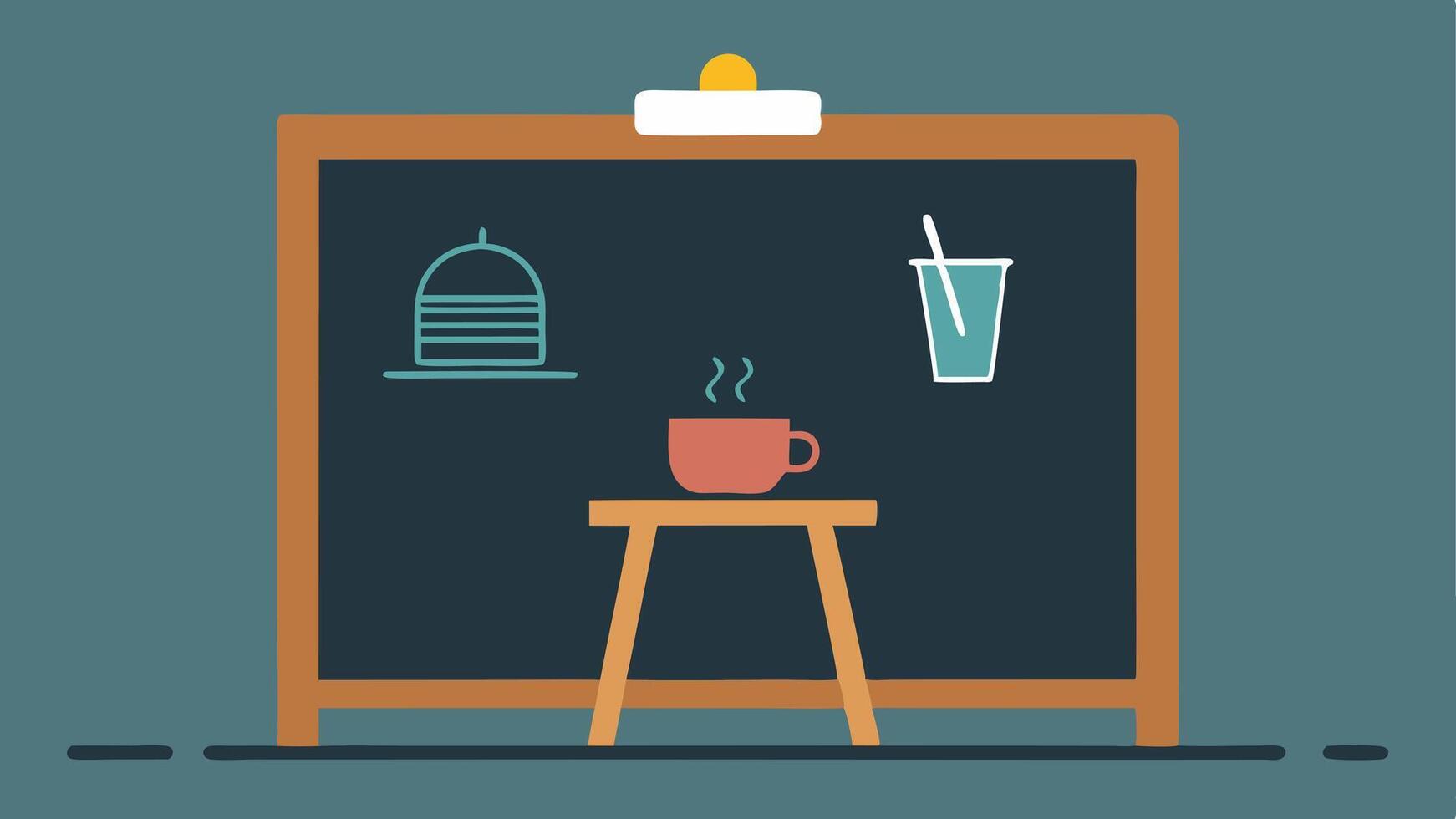 Menu Board A digital or chalkboard menu that has been created in large print with visualsicons to help convey the options available to diners.. vector