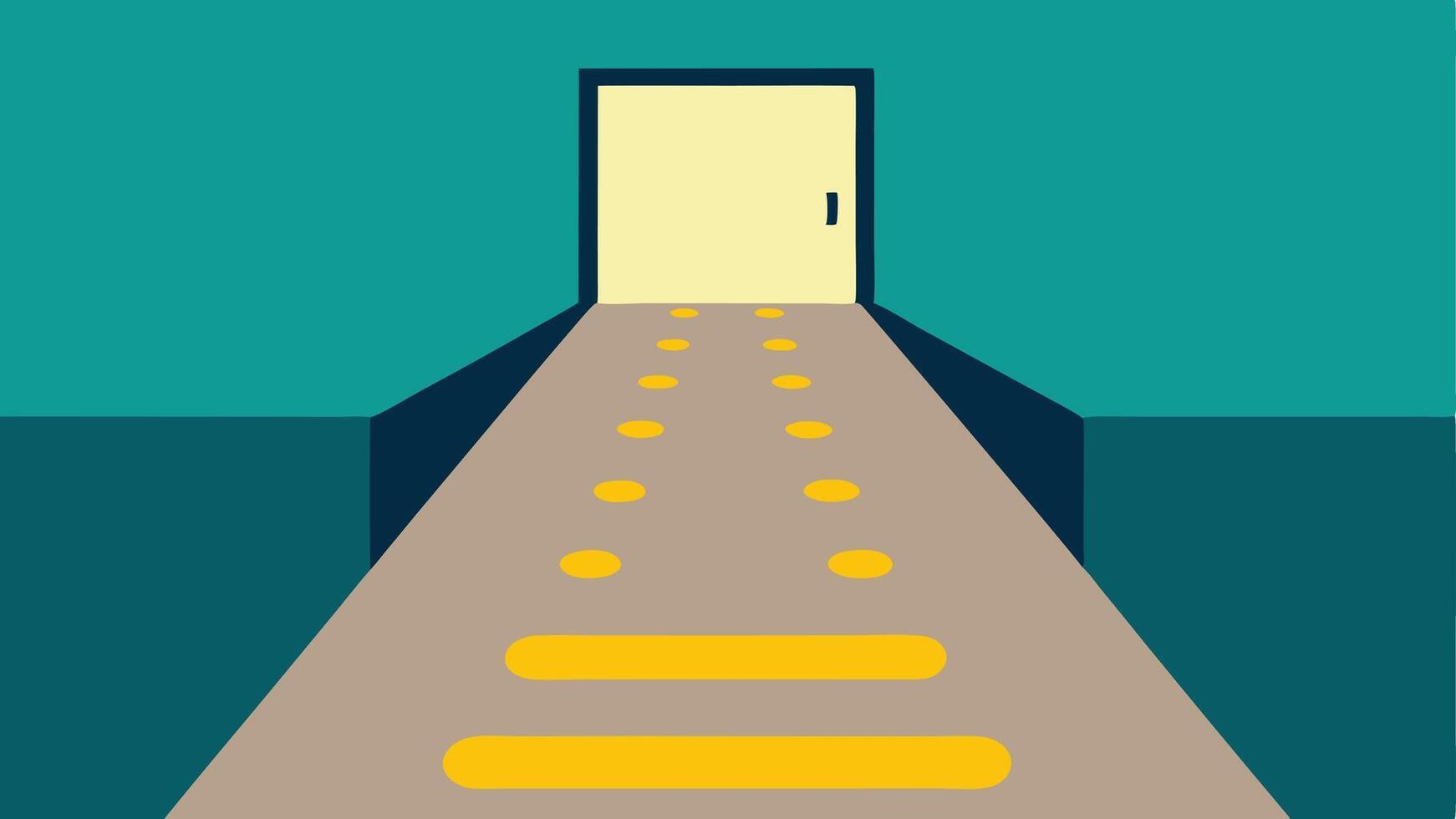 Guidance Tactile Path A representation of a tactile pathway with raised bumps directing visually impaired individuals toward a building entrance.. vector