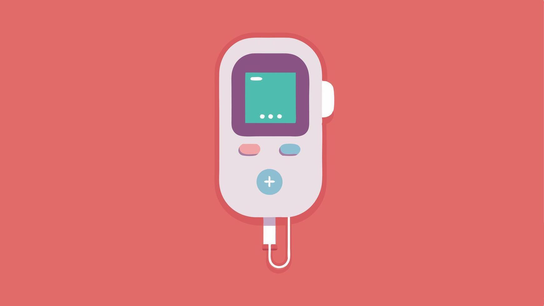 Portable Hormone Analyzer A handheld device resembling a remote control with a small screen showing a detailed graph of hormonal fluctuations. The device has buttons for reminder. vector