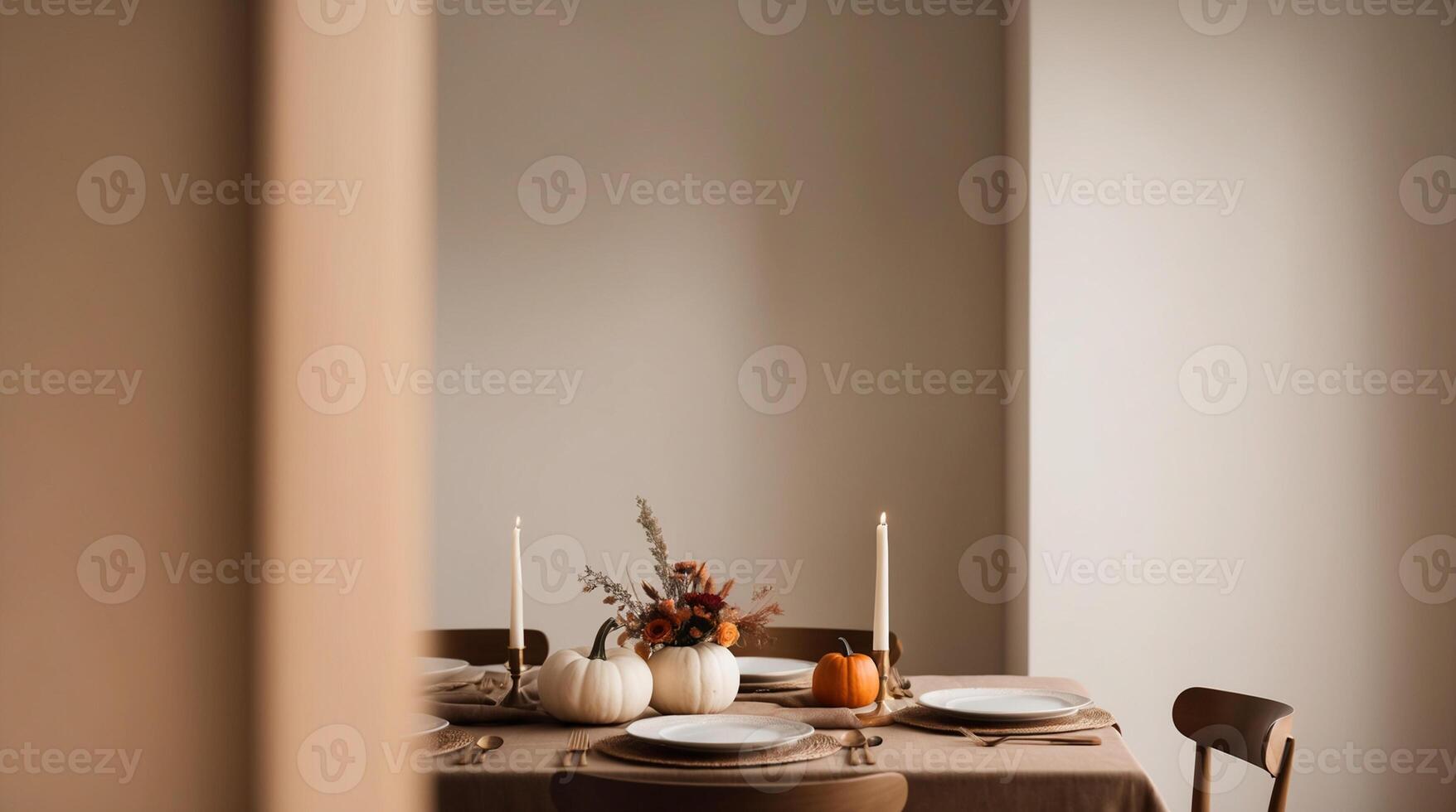 A serene and intimate Thanksgiving scene captured in a minimalist photography style photo