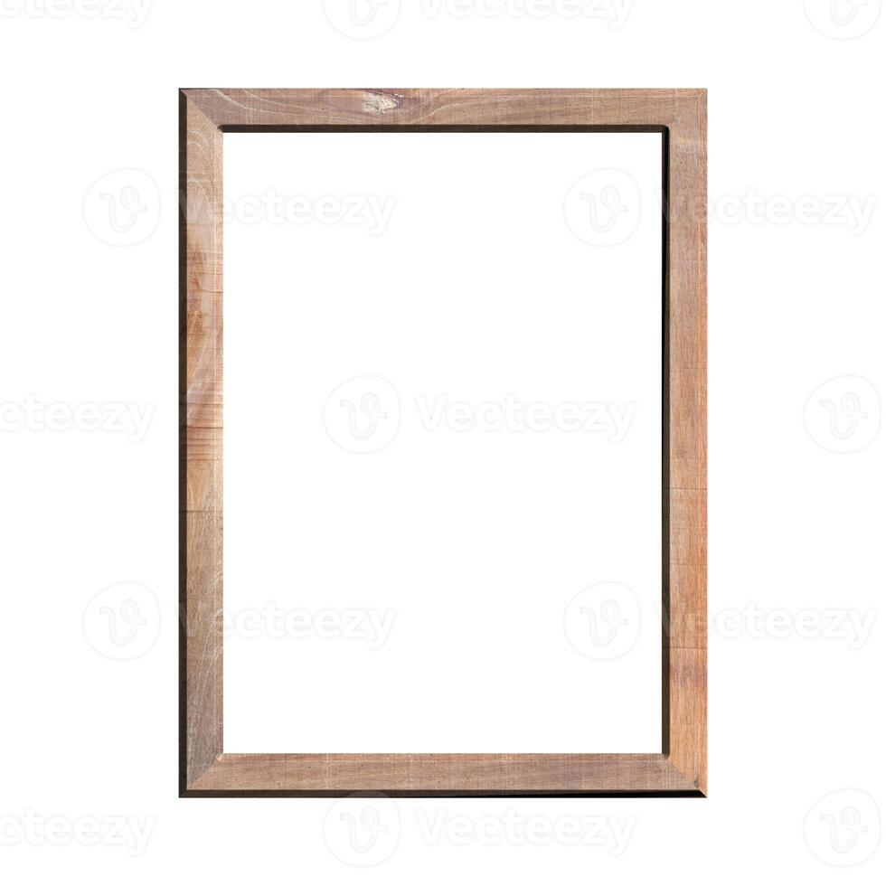 wooden frame with isolated white background. front view of classic wooden frame. for A4 image or text. photo
