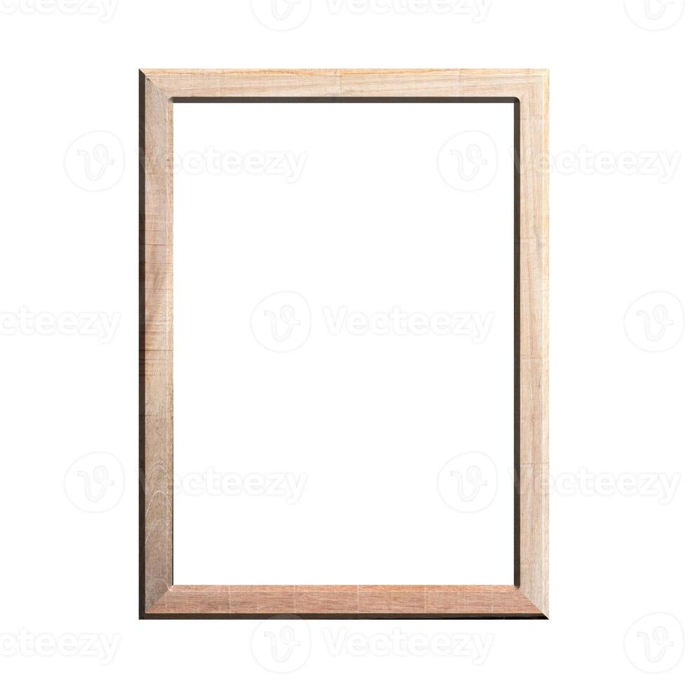 wooden frame with isolated white background. front view of classic wooden frame. for A4 image or text. photo