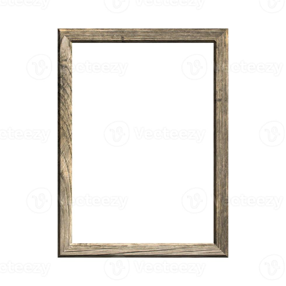wooden frame with isolated white background. front view of classic wooden frame. for A4 image or text. photo