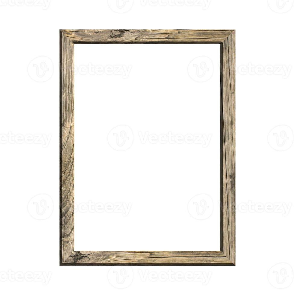 wooden frame with isolated white background. front view of classic wooden frame. for A4 image or text. photo
