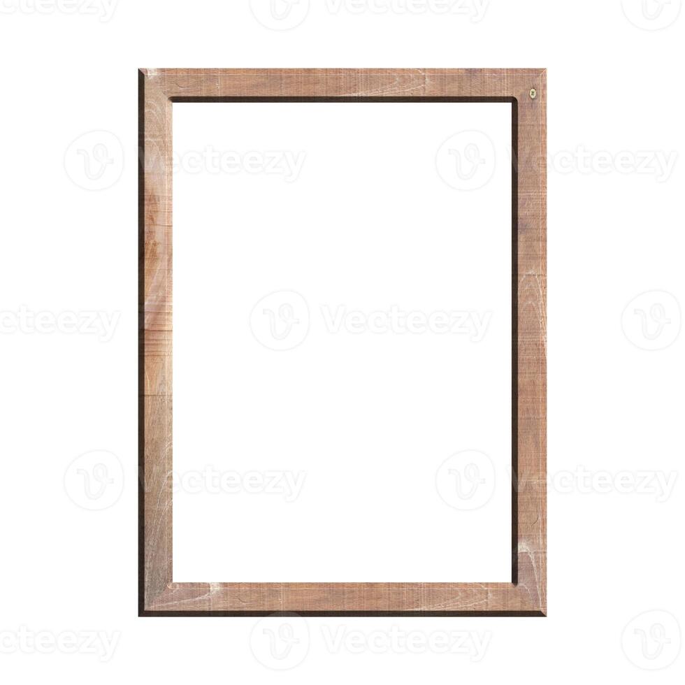 wooden frame with isolated white background. front view of classic wooden frame. for A4 image or text. photo
