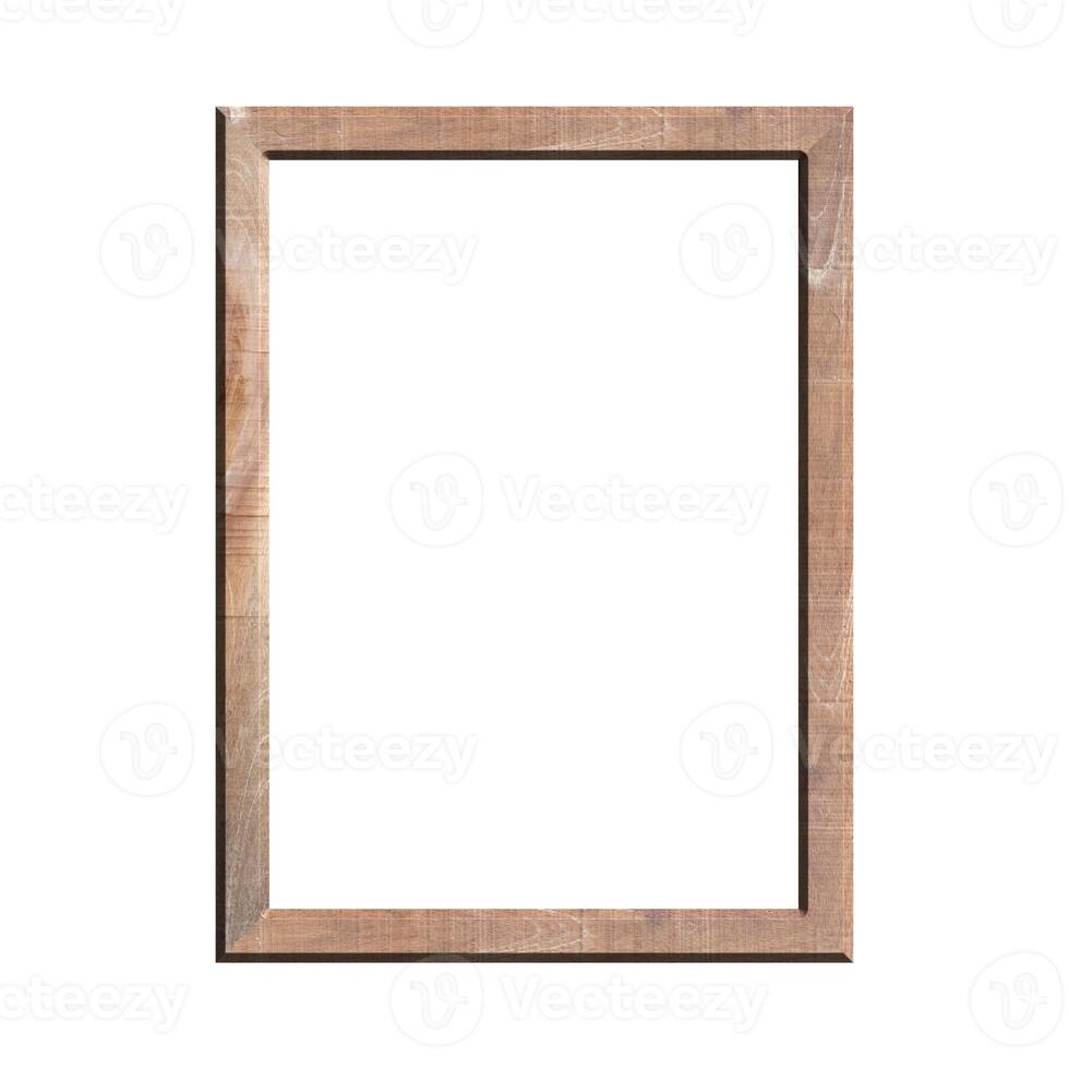 wooden frame with isolated white background. front view of classic wooden frame. for A4 image or text. photo