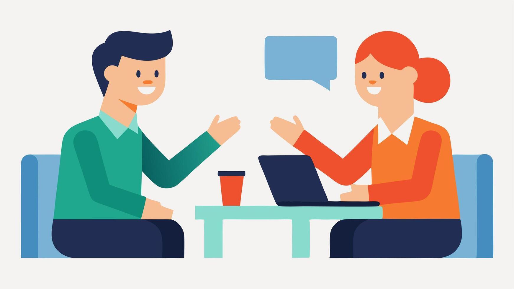 Career Skills An illustration of adults practicing job interview skills in pairs with supportive gestures and expressions emphasizing personal development.. vector