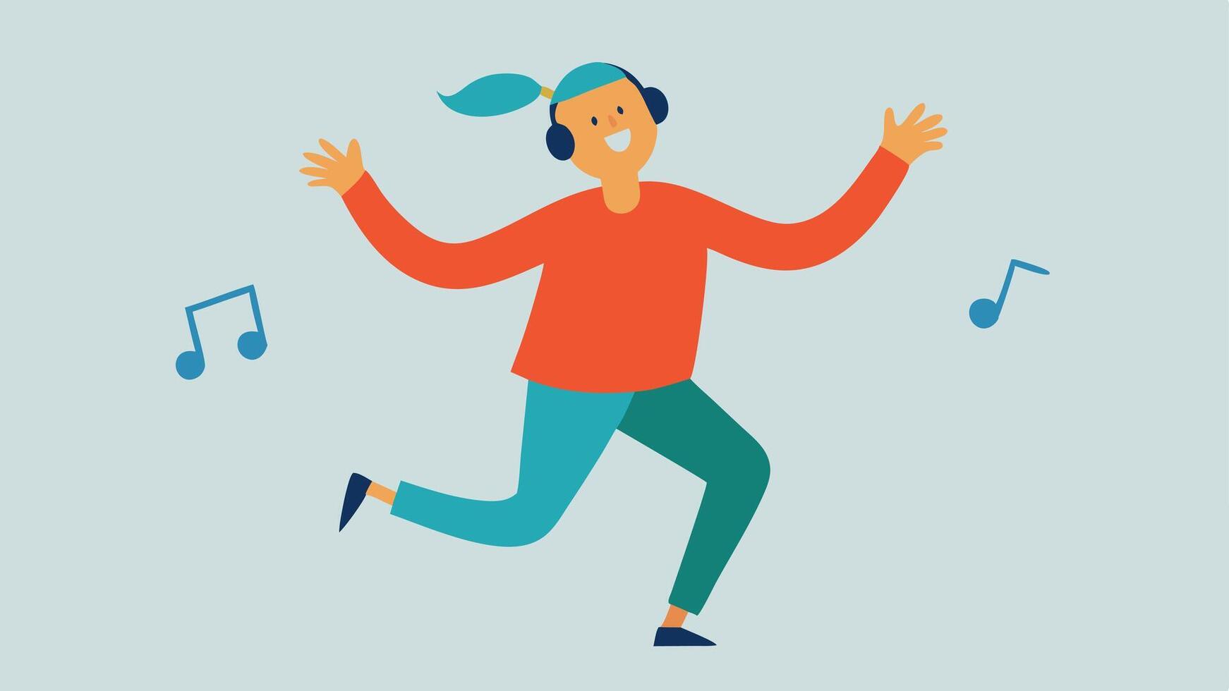 Energetic Beats A participant with a hearing aid is fully engaged in dancing to a lively beat using body movements and facial expressions to convey joy and rhythm.. vector