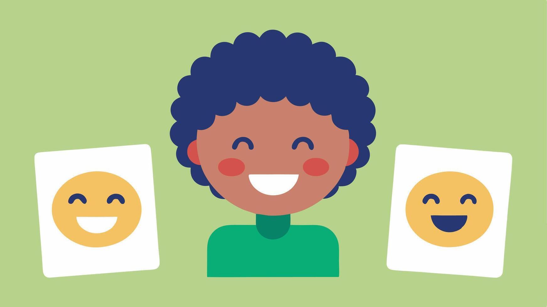 Emotional Regulation Cards A set of simple cards displaying various facial expressions and corresponding emotions like happiness frustration and calmness designed for individuals. vector
