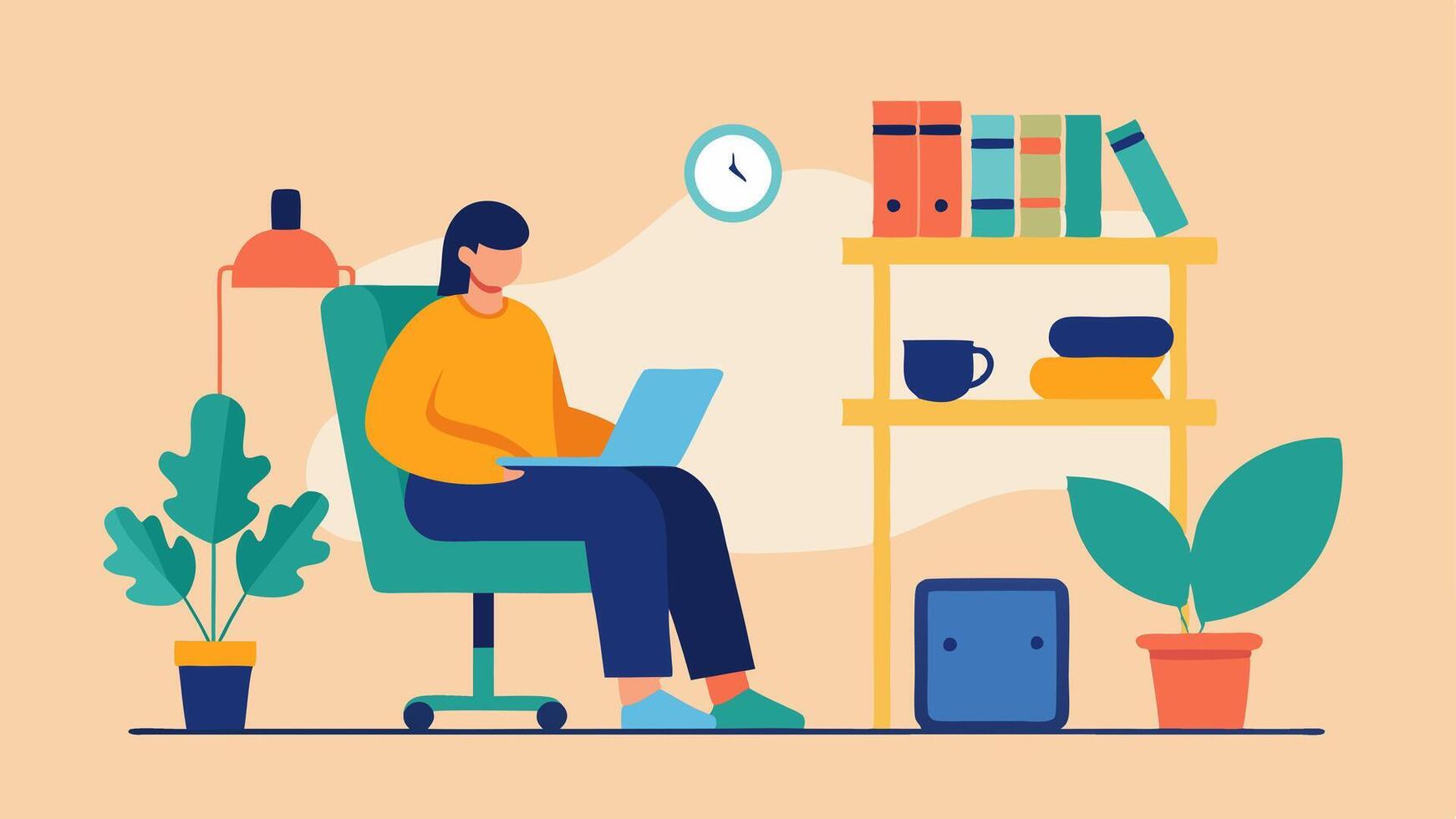 Comfortable Sharing Space A cozy reading nook with a soft chair and a disabilityfriendly standing desk where a writer is crafting their next story surrounded by plants and. vector