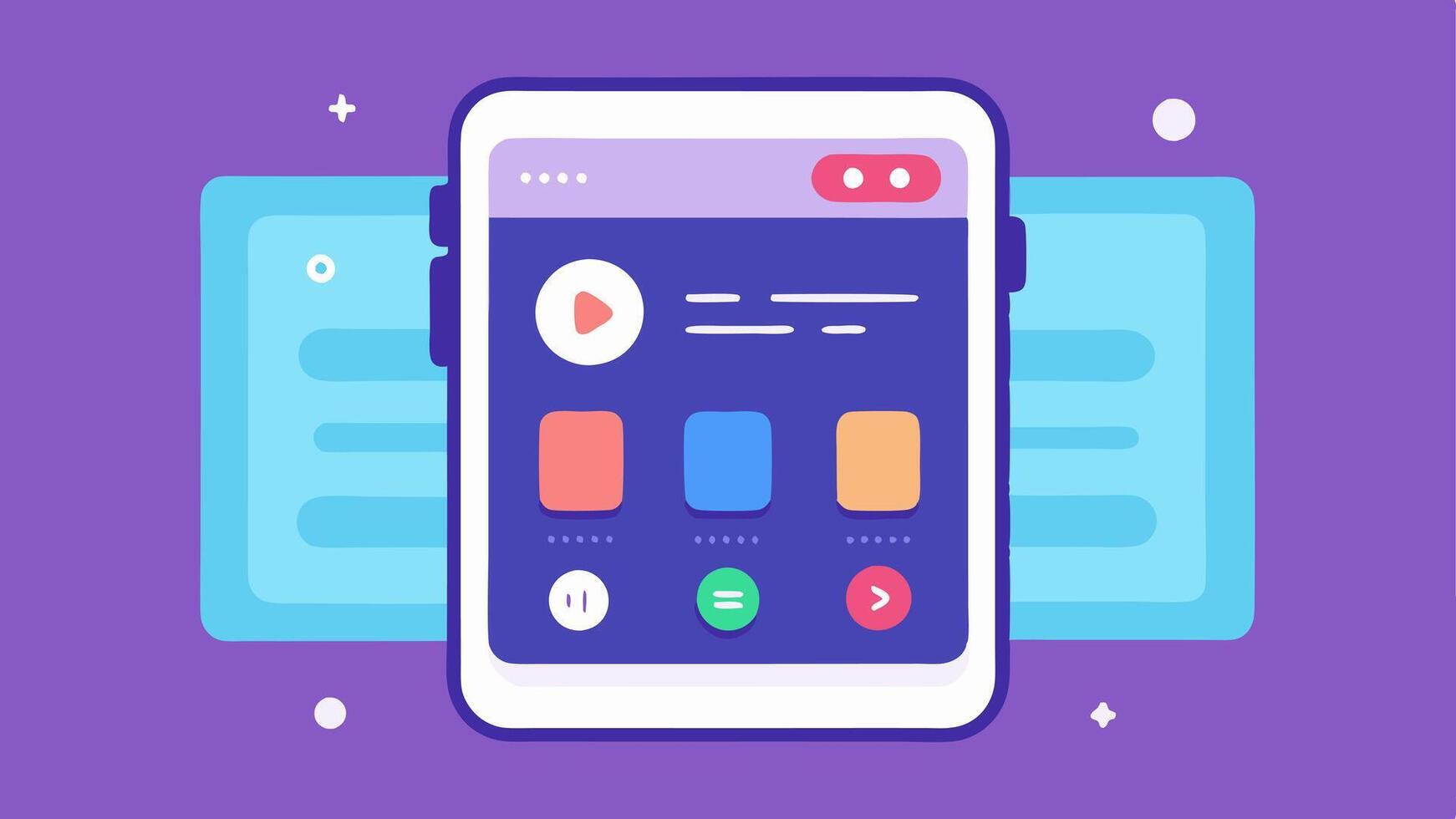 Digital Interface An interface mockup on a phone with large buttons and voice command options showing accessible touchscreen design.. vector